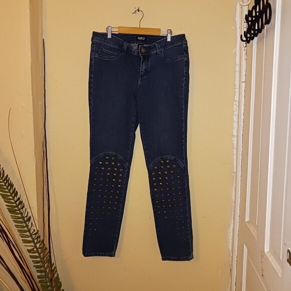 Allen B. womens blue studded straight leg jeans size 10 - Picture 2 of 8